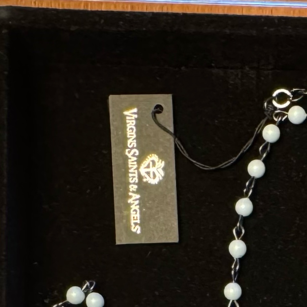 VSA Virgins Saints & Angels Magdalena + Wrap Necklace Set Pale Blue Gunmetal NWT - Picture 8 of 10